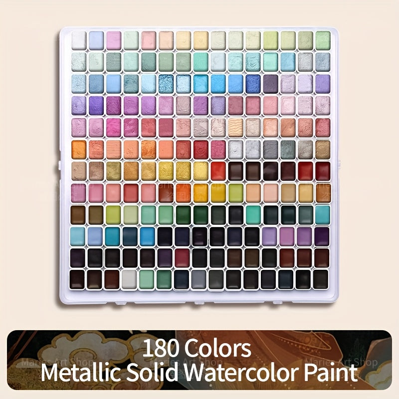 Pearl Shimmer Watercolor Paint Set, 180 Solid Colors with Metallic Color-Shifting Effects for Adult Artists, Sketching, Handmade Cards and Creative Crafts