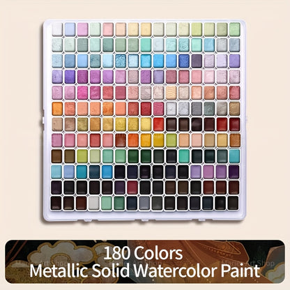 Pearl Shimmer Watercolor Paint Set with 180 Solid Colors and Listed Metallic Color-Shifting Effects for Adult Artist Sketches, Handmade Cards and Paper Crafts