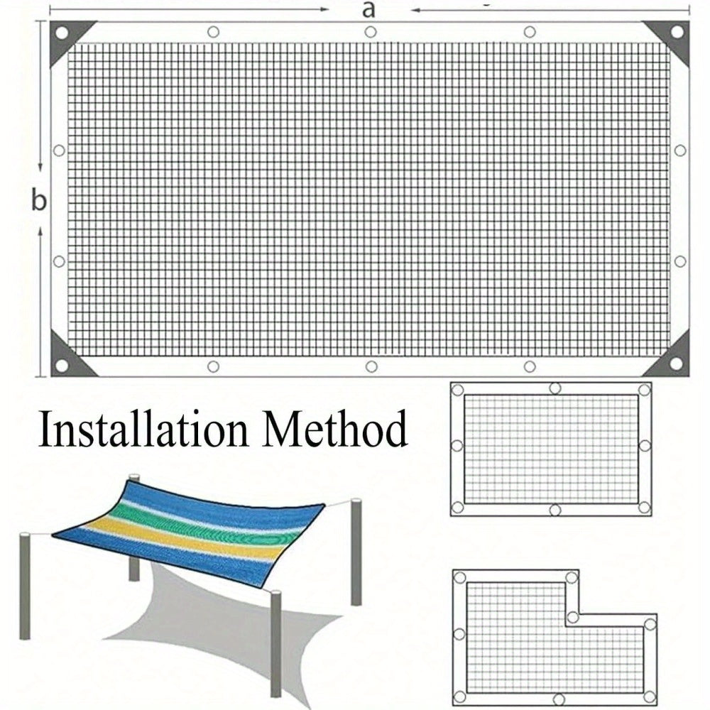 Sunshade Net with Multicolor Stripe Wording, Breathable Mesh Design and 78.74-Inch Square or 78.74 by 118.11-Inch Options for Garden and Terrace Shade Planning