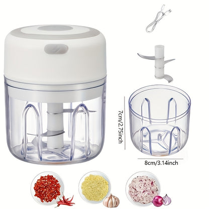 Cordless Mini Garlic Chopper, USB Electric Food Prep Tool with 500ml, 8.45oz Three-Blade and Set Options in White, Green or Pink for Small Kitchen Tasks