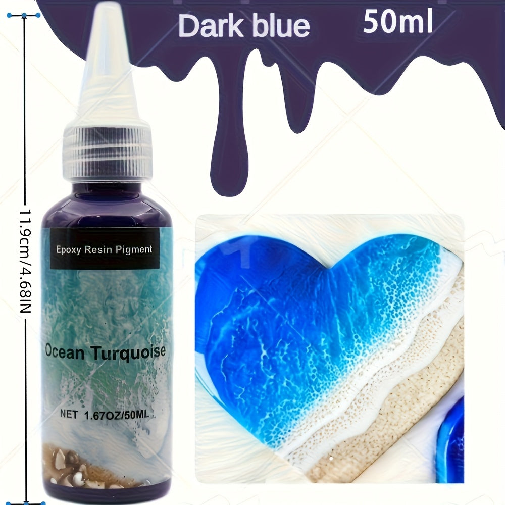 Ocean-Inspired Resin Pigment Set, White, Sea Blue and Deep Blue Oil-Based Colorants, 50ml Each for Ocean Wave Resin Art and Creative Craft Projects