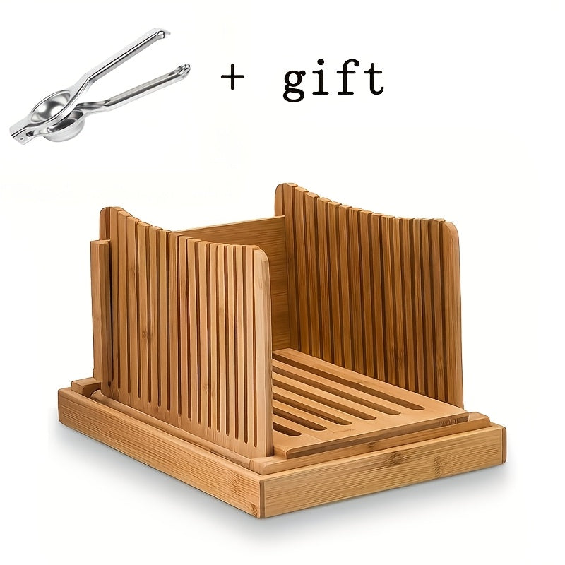 Foldable Bread Slicer with Crumb Tray, A1 Bread Cutting Board and Crumb Collector for Home Loaf Preparation, Kitchen Counter Organization and Storage