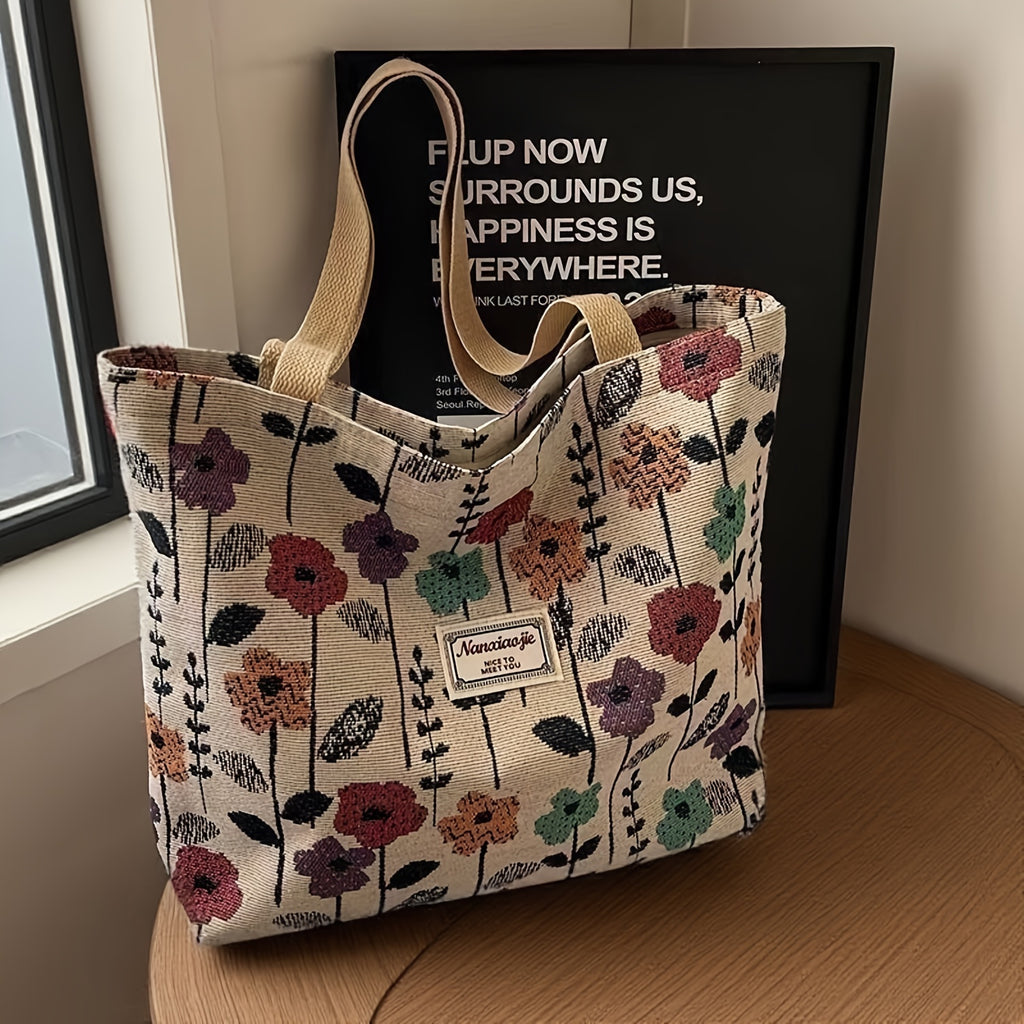 Oil Painting Design Tote Bag with Zipper Closure and Single-Shoulder Carry, Roomy Art-Inspired Commuter and College Handbag in Crimson L for Daily Outings