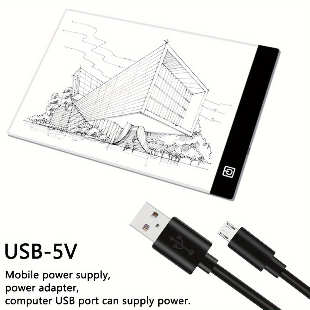 Diamond Painting LED Light Pad with Three Brightness Levels, A2-Labeled 5W Acrylic Tracing Board, Listed 40 x 60 x 0.42cm Size and USB Cable for Art Projects