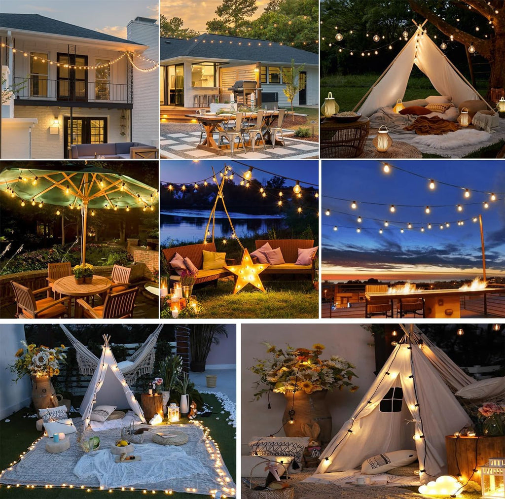 Edison Patio String Lights 100FT with Shatterproof ST38 Bulbs, 2700K Warm White Dimmable Connectable Hanging Lights for Garden, Bistro and Wedding Decor