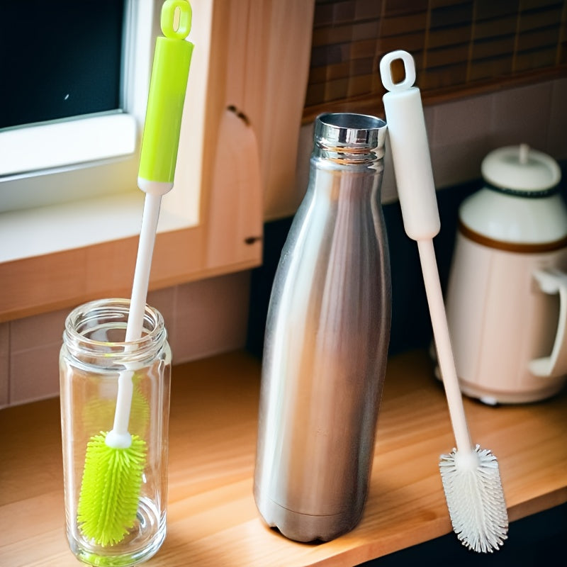 Long Handle Bottle Cleaning Brush with Listed 360-Degree Rotating Design, Reusable Manual Cup and Container Scrubber with PC Handle in Four Colors