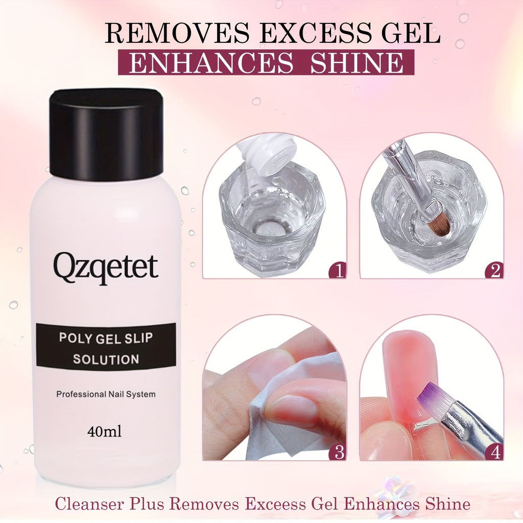 Polymer Gel Nail Extension Kit with 6 Colors, USB-Powered Mini Light and Slip Solution, Q-Extension Glue Set for At-Home Manicure Art Projects