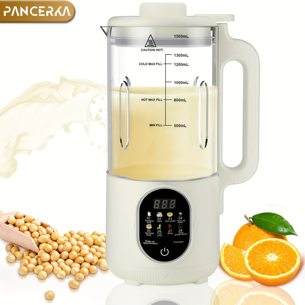 One-Touch Nut Milk Maker by PANCERKA, White A Automatic Countertop Blender for Compatible Almond, Oat, Soy and Coconut Beverage Recipes and Kitchen Preparation