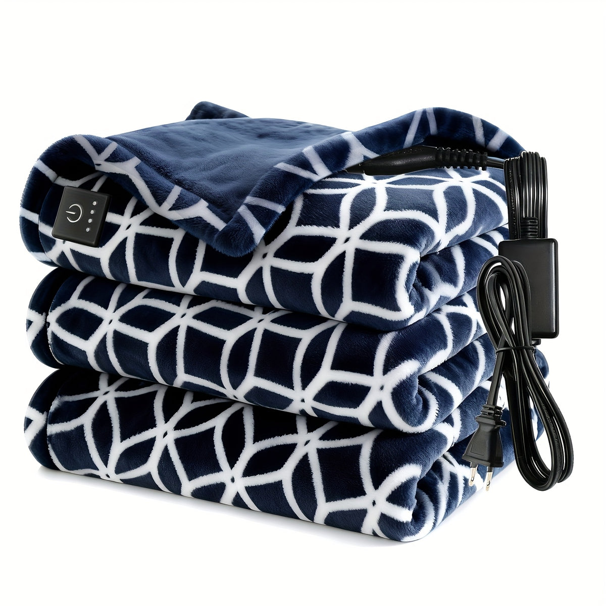 Button-Control Heated Blanket with Double-Sided Flannel, Listed 4 Heat Levels and 4-Hour Auto-Off, Electric Throw and Larger Size Options for Indoor Comfort