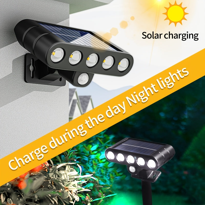 Adjustable Solar LED Outdoor Lights, Four-Pack with Listed 120-Degree Adjustment and Three Modes, Black Housing in White or Warm White Options for Patio and Garden