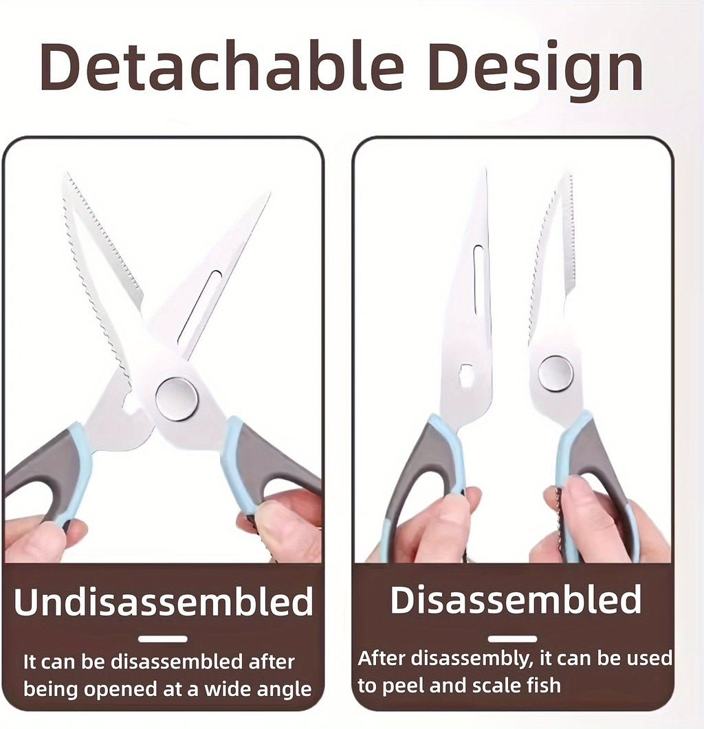Detachable Kitchen Shears with Magnetic Holder, 7-in-1 Stainless Steel Food Scissors for Meat and Fish Prep, Bottle Opening and Everyday Home Cooking