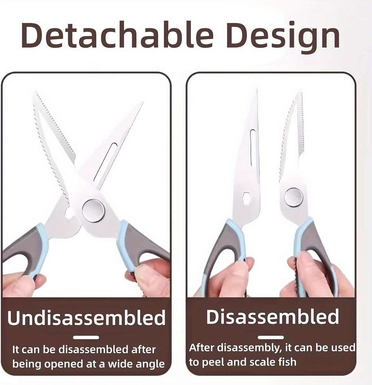 Detachable Kitchen Shears with Magnetic Holder, 7-in-1 Stainless Steel Food Scissors for Meat and Fish Prep, Bottle Opening and Everyday Home Cooking