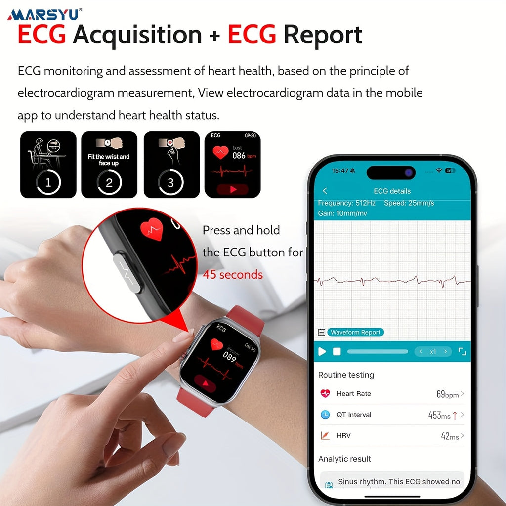 AMOLED Calling Smartwatch for Men and Women, 2.04-Inch Display, 530mAh Battery, NFC and Multi-Sport Modes with Magnetic Charging for iOS Android