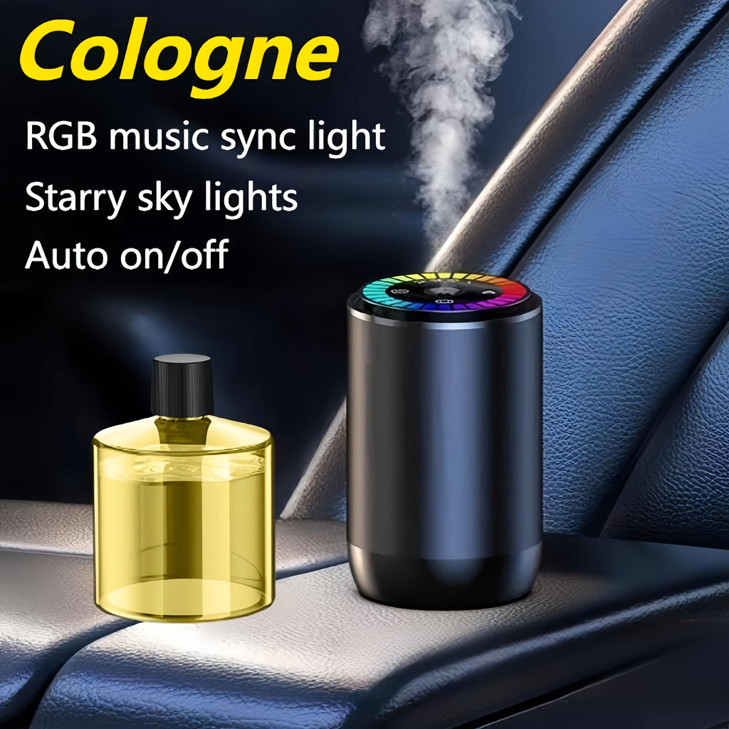 Starry Sky Car Fragrance Diffuser with Adjustable Scent Intensity and Dynamic Lights, One or Three Bottle Fragrance Options for Vehicle Interior Styling