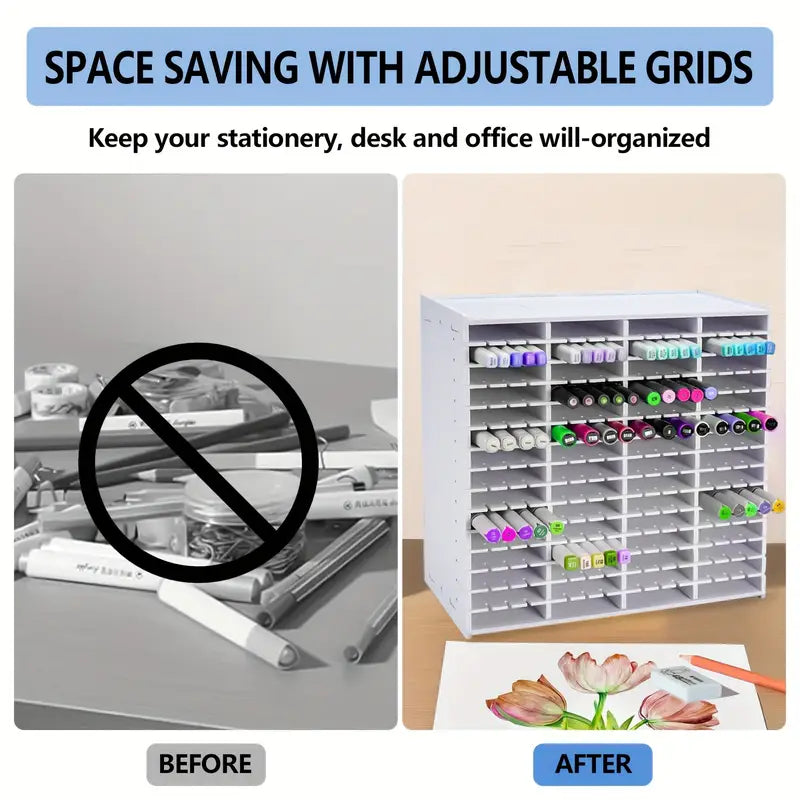 Marker Storage Rack with 180 or 240 Slots, Desktop Pen and Colored Pencil Organizer for Art Supplies, Craft Workspaces and Home Office Organization