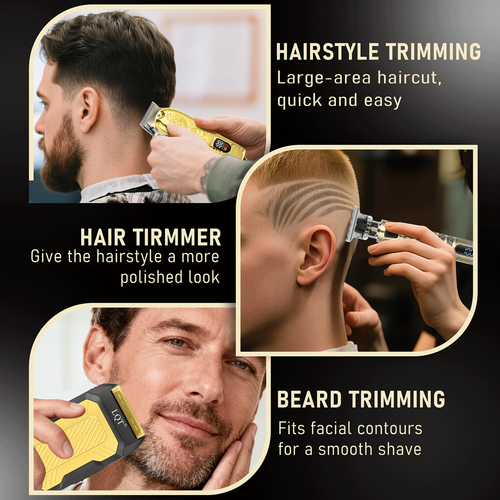 LQT Hair Clipper Set for Men with USB Rechargeable Design, Retro Styling and Golden Dragon Package Options for Home Haircuts, Detailing and Grooming Gifts