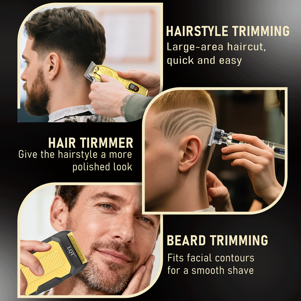 LQT Hair Clipper Set for Men with USB Rechargeable Design, Retro Styling and Golden Dragon Package Options for Home Haircuts, Detailing and Grooming Gifts