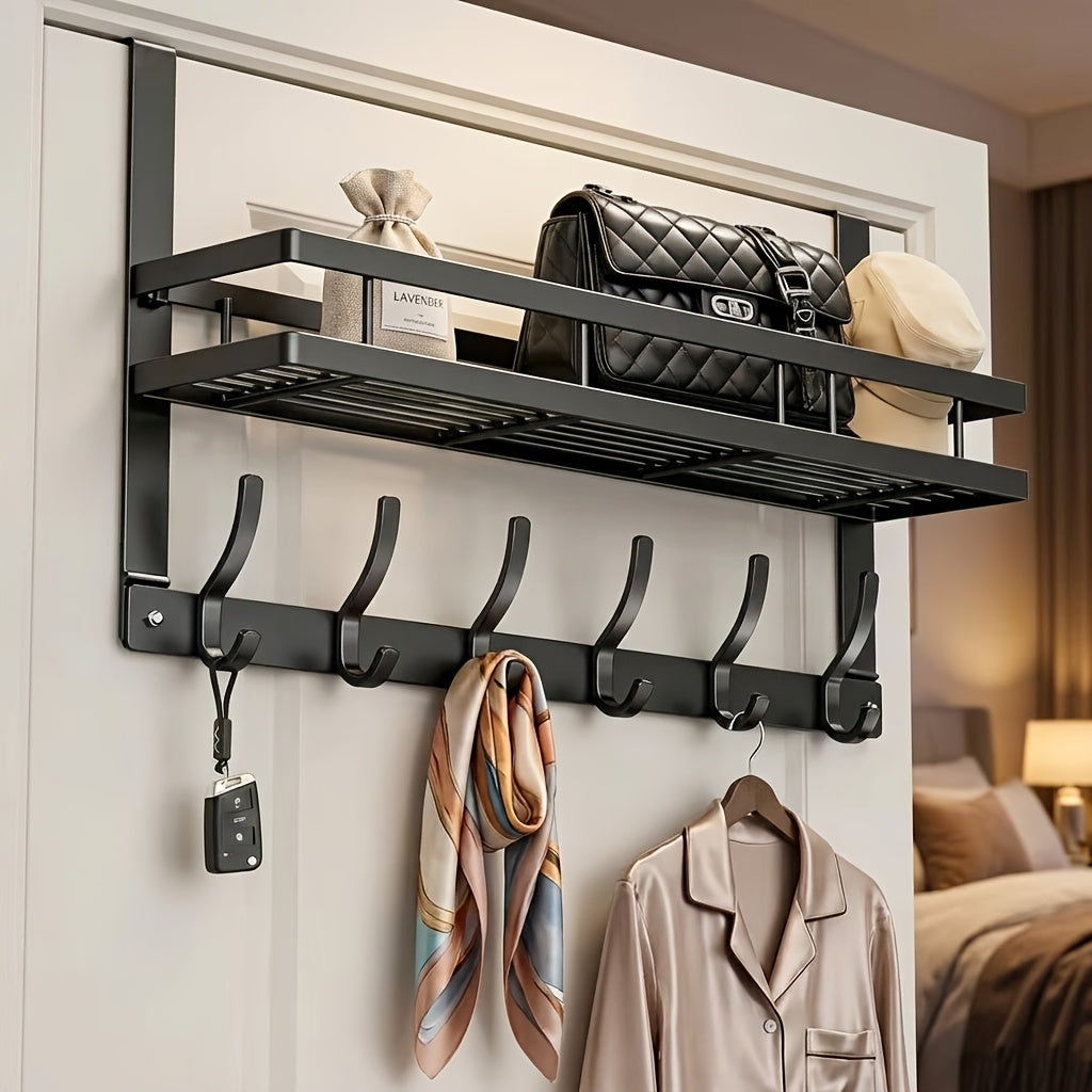 Black Wall-Mounted Coat Rack with 4-Hook, 6-Hook or Thickened 8-Hook Options for Entryway Clothing Organization and Everyday Hanging Storage