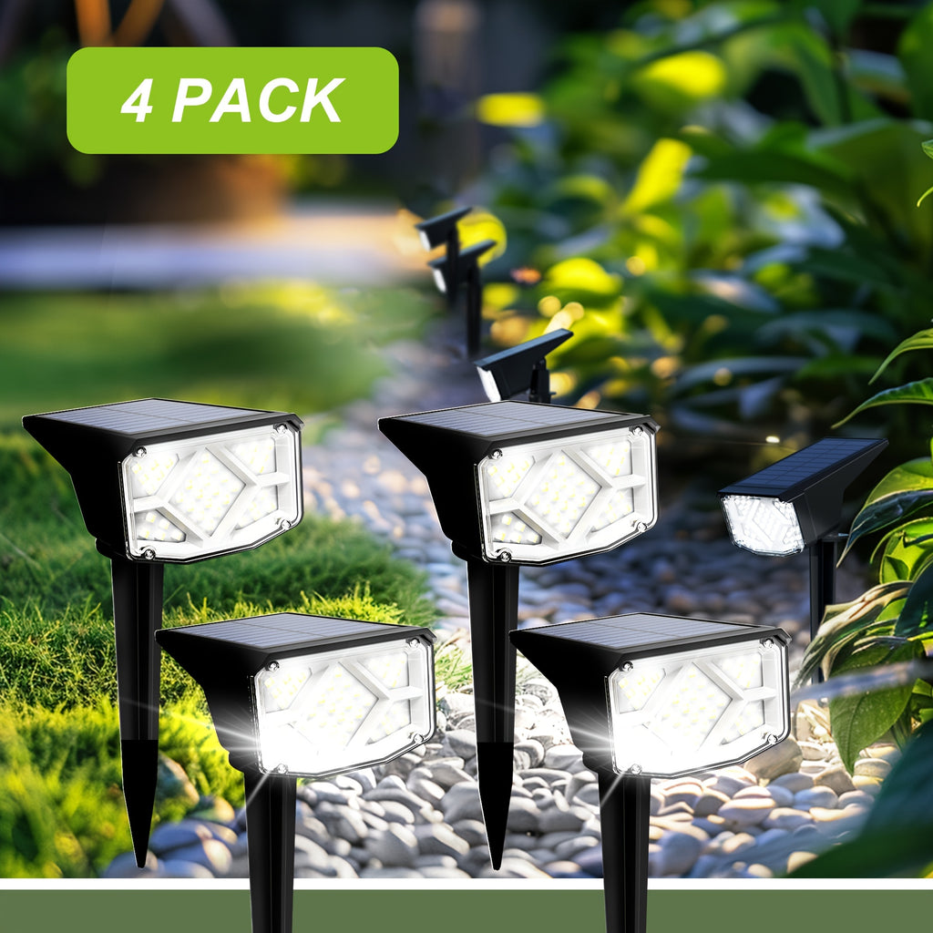 Solar Landscape Spotlights in Warm or Cool White, 4, 6 or 10 Pack Garden Accent Lights with Listed 38 LEDs and Three Modes for Pathway and Holiday Decor