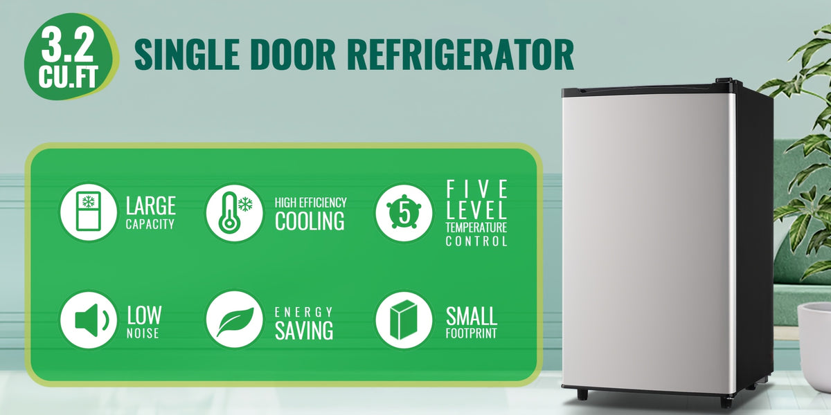 Single-Door Mini Fridge by WANAI with Listed Freezer Compartment, Adjustable Thermostat and Removable Shelves in Four 43-Series Color Labels for Dorm and Office
