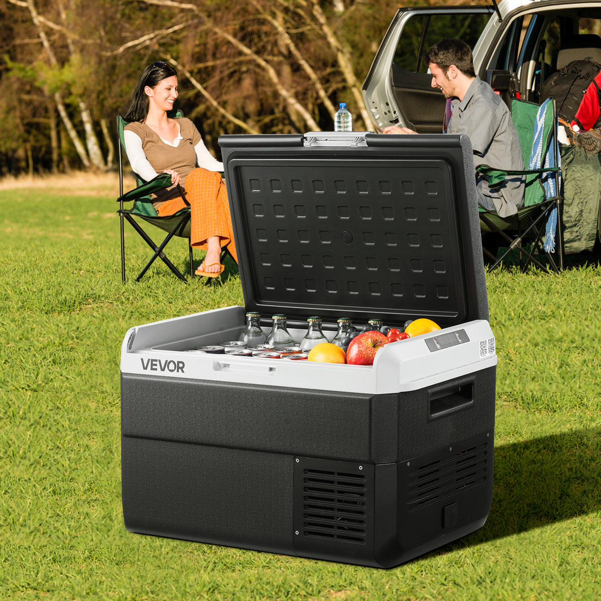 12V Car Refrigerator Freezer by VEVOR, 25L, 30L, 40L or 50L Portable Compressor Cooler with AC/DC Power and Battery Protection for RV Camping and Road Trips