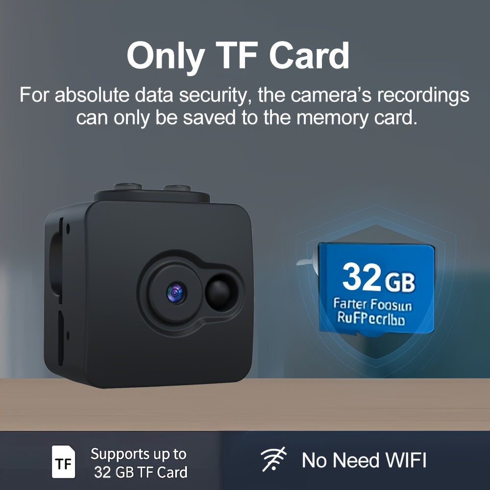 No-WiFi Recording Camera with Rechargeable Battery, Local SD Card Support up to 32GB and Loop Recording, Portable Q7-32G-1PCS Model for Home or Office