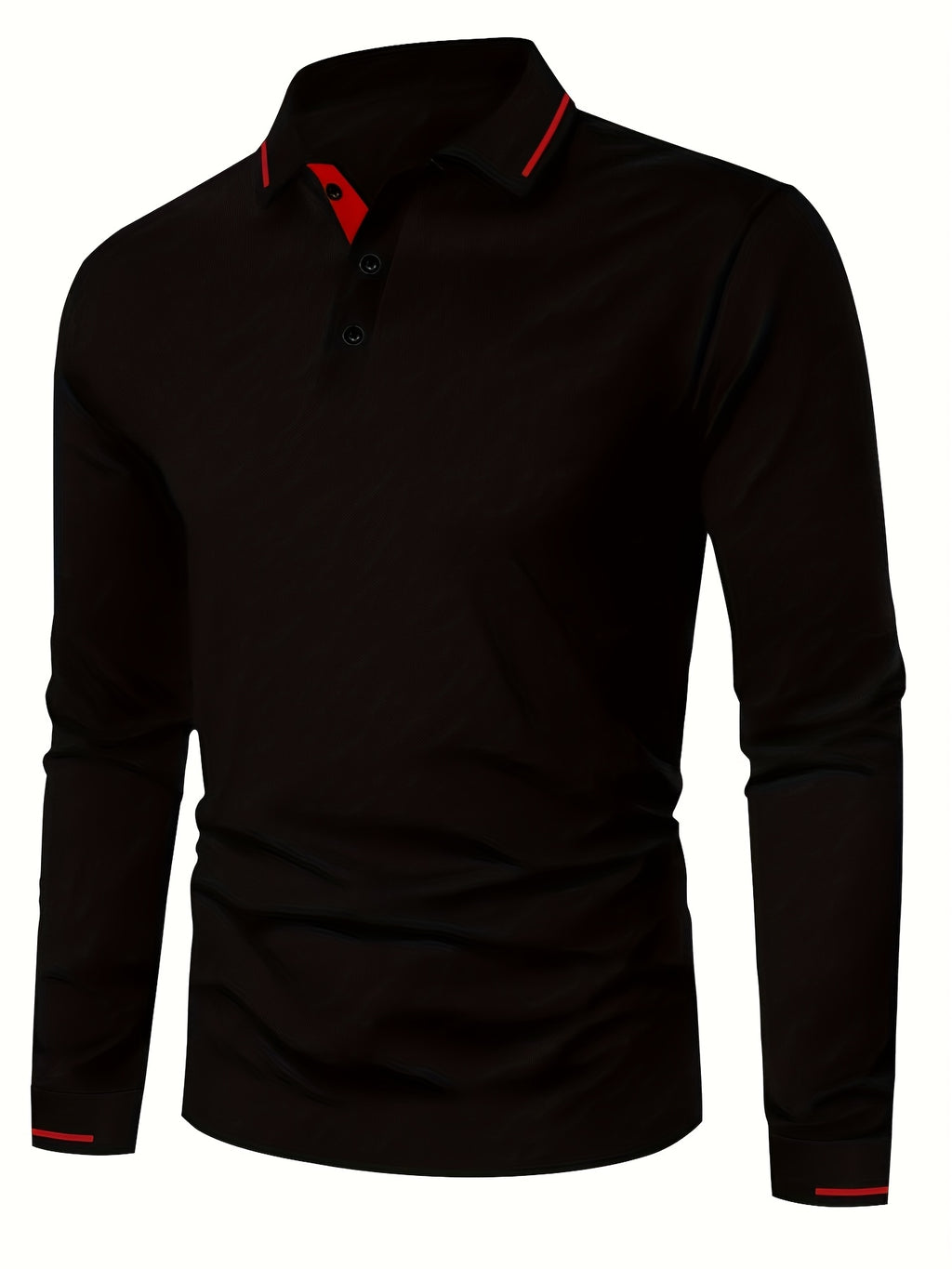 Men's Long Sleeve Polo Shirt, 100% Polyester with Slight Stretch, Regular Fit and Rib-Knit Details for Casual Golf and Spring-Fall Outfits