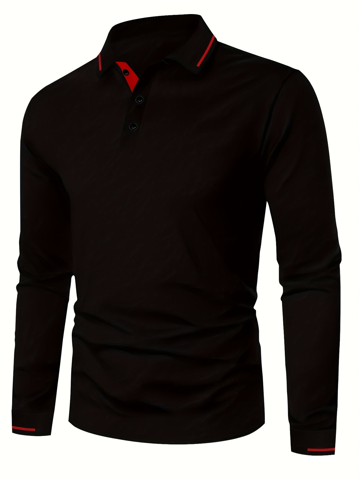 Men's Long Sleeve Polo Shirt, 100% Polyester with Slight Stretch, Regular Fit and Rib-Knit Details for Casual Golf and Spring-Fall Outfits