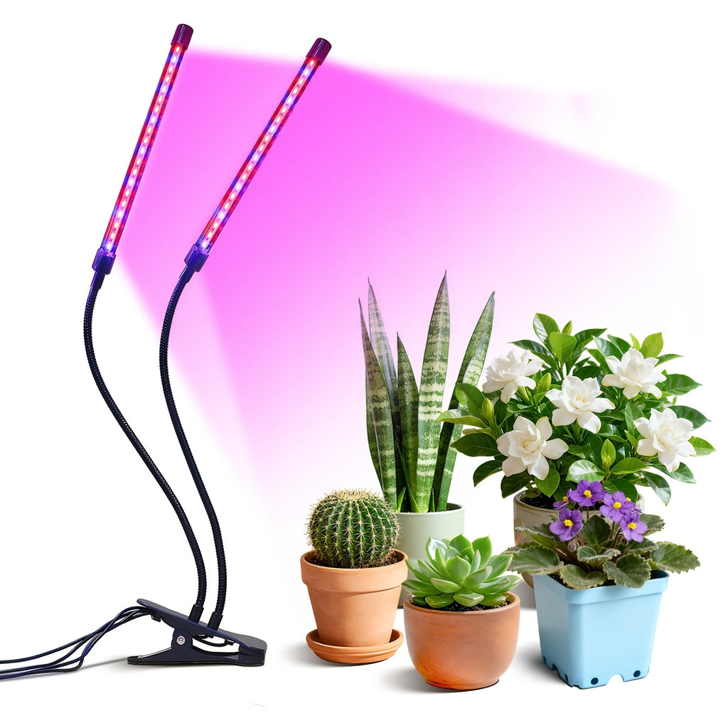 LED Plant Grow Lamp with 3, 9 or 12 Hour Timer, Adjustable Brightness and Swivel Tube, Clip or Floor Options with Multiple Lamp Heads for Indoor Gardening