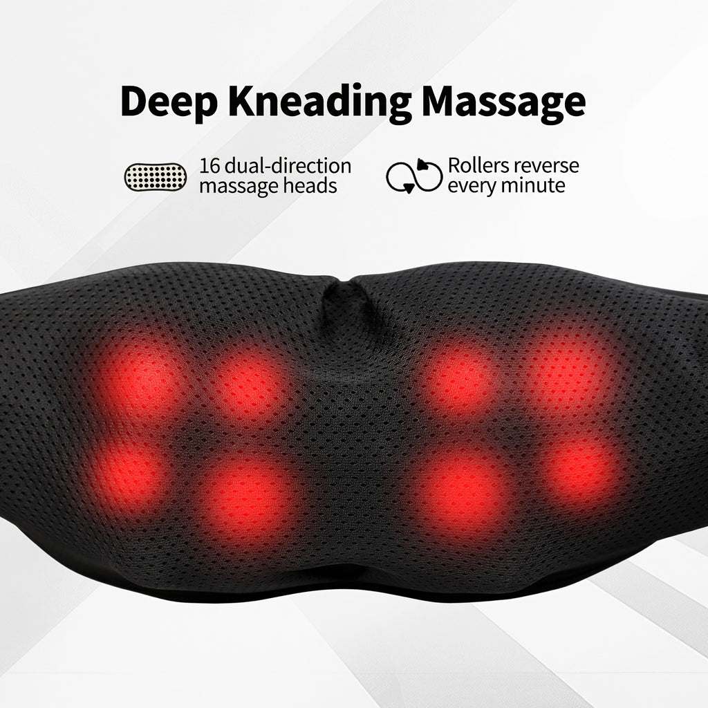 Electric Kneading Neck and Shoulder Massager in Black or Grey, Acupressure-Style Personal Care Device for Adult Home Massage Routines and Gift Ideas