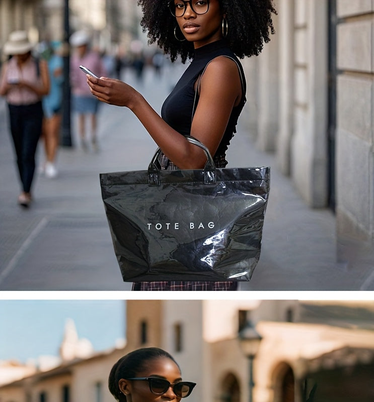 Double-Layer Tote Bag for Women with Classic Solid-Color Styling and Carry Handles, Everyday Handbag for Casual Outings in TT4, TT6 or TT1 Options