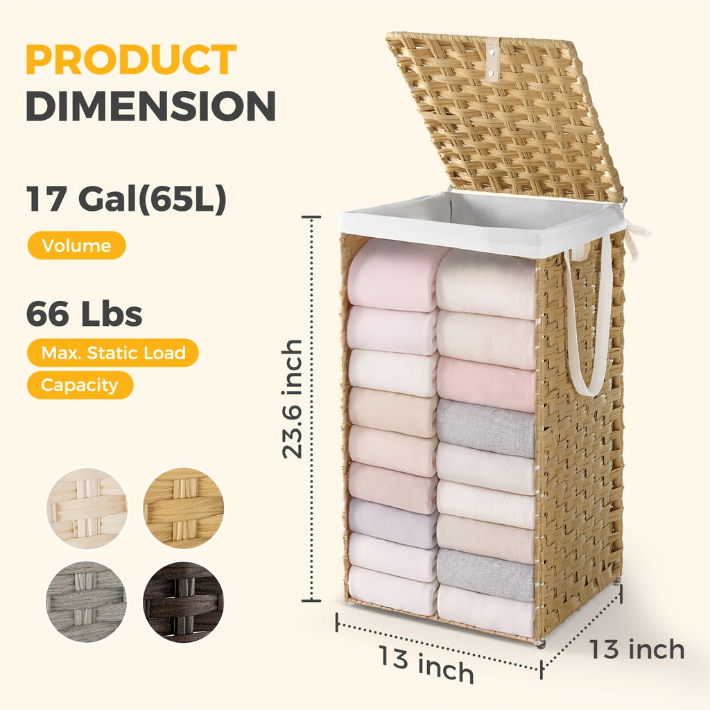Laundry Hamper with Lid and Detachable Double Inserts, Foldable Clothes Basket in Three Capacity Options for Bedroom, Bathroom and Laundry Room Organization