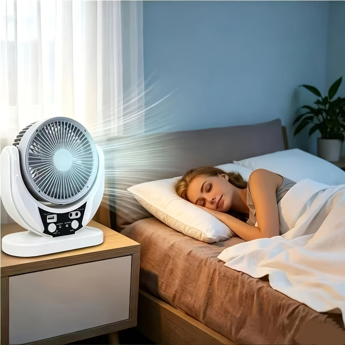 Solar and USB Charging Camping Fan with Adjustable Wind Speed and Angle, Single Portable Fan with Listed Mobile Phone Charging for Travel and Backup Use