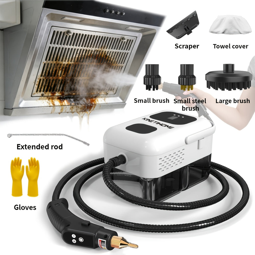 Handheld Steam Cleaner, High-Temperature Steam Cleaning Machine for Whole Home, Multi-Surface Steamer for Kitchen Grease, Bathroom Grout, Sofa, Car & Upholstery, KINETIHOME White