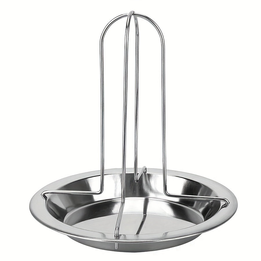 Chicken Roasting Rack with Drip Tray and Foldable Stainless Steel Design, Single Vertical Stand for Compatible Oven, Barbecue and Smoker Cooking