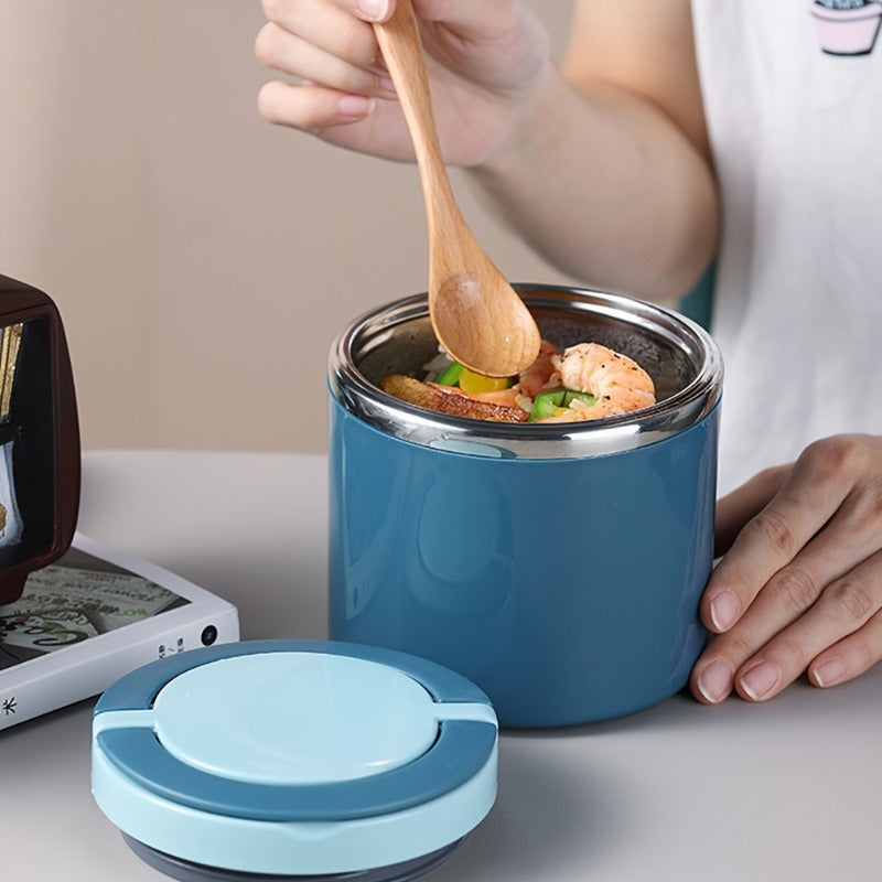 Stainless Steel Lunch Box with Handle, 630ml Green or Blue Bento Container with Listed Stackable Design for Office Meals, School Lunches and Picnic Packing