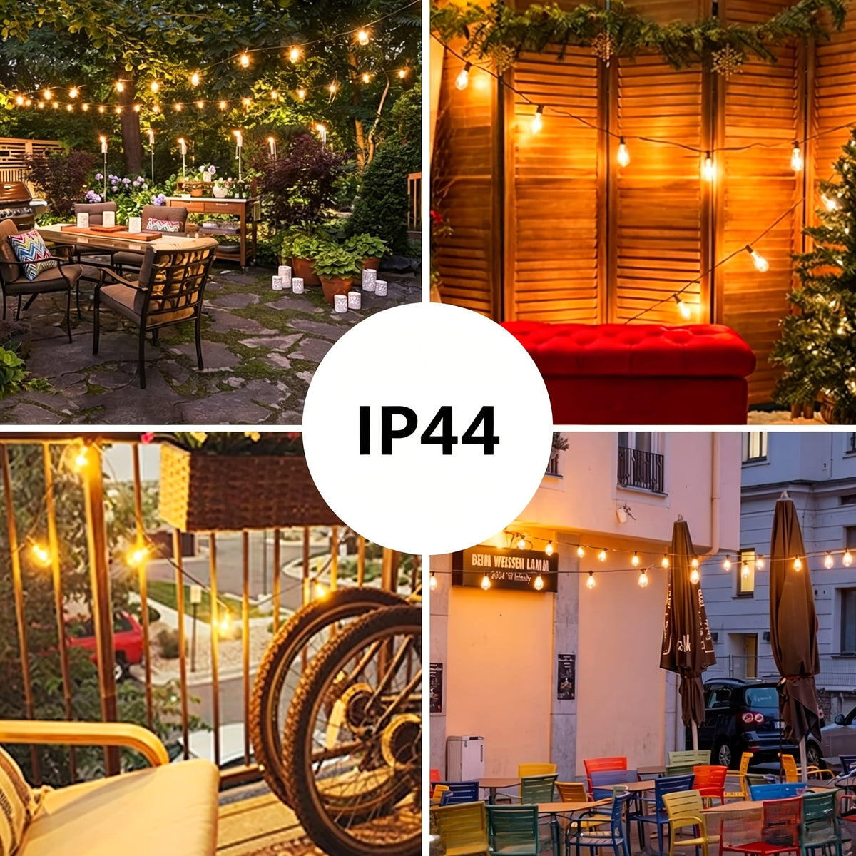 100ft/50ft Waterproof LED String Lights with Shatterproof ST38, Dimmable Outdoor Lights Suitable for Yard, Pool, Camping, Wedding & Garden Decor, 4 Mode Flash/Breath Modes, -Controlled Pole-Mountable