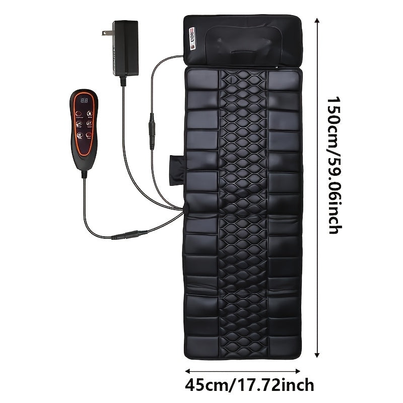 Gray Heated Massage Mat Set with Leg Massager, Velvet Material, Vibration Massage, Timer, Massage Headrest and Lumbar Mat for Home Relaxation