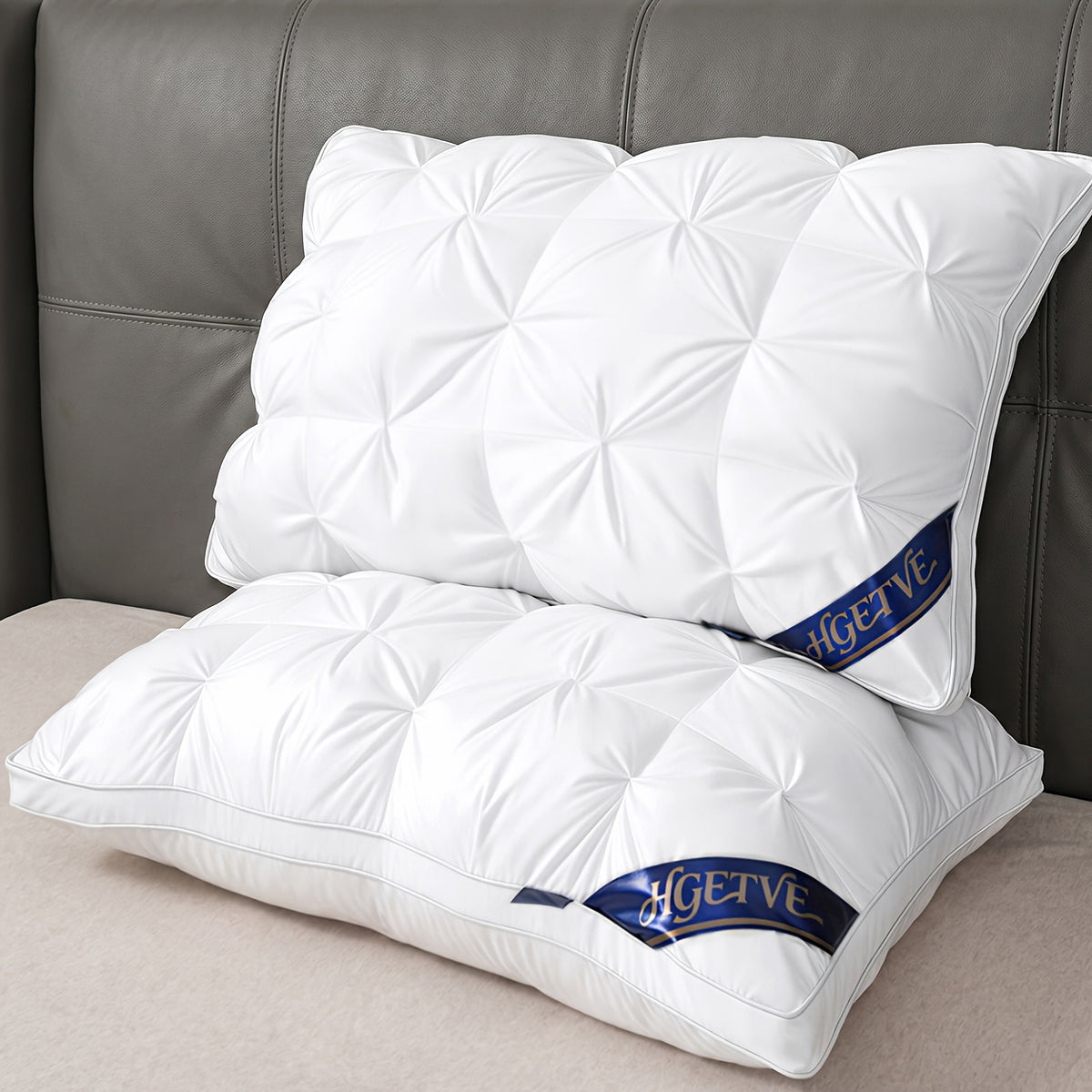 Hotel-Style Bed Pillows 2-Pack, Soft and Breathable Sleeping Pillows in Queen or King Size Labels with Seven Color Options for Bedroom and Guest Room Bedding