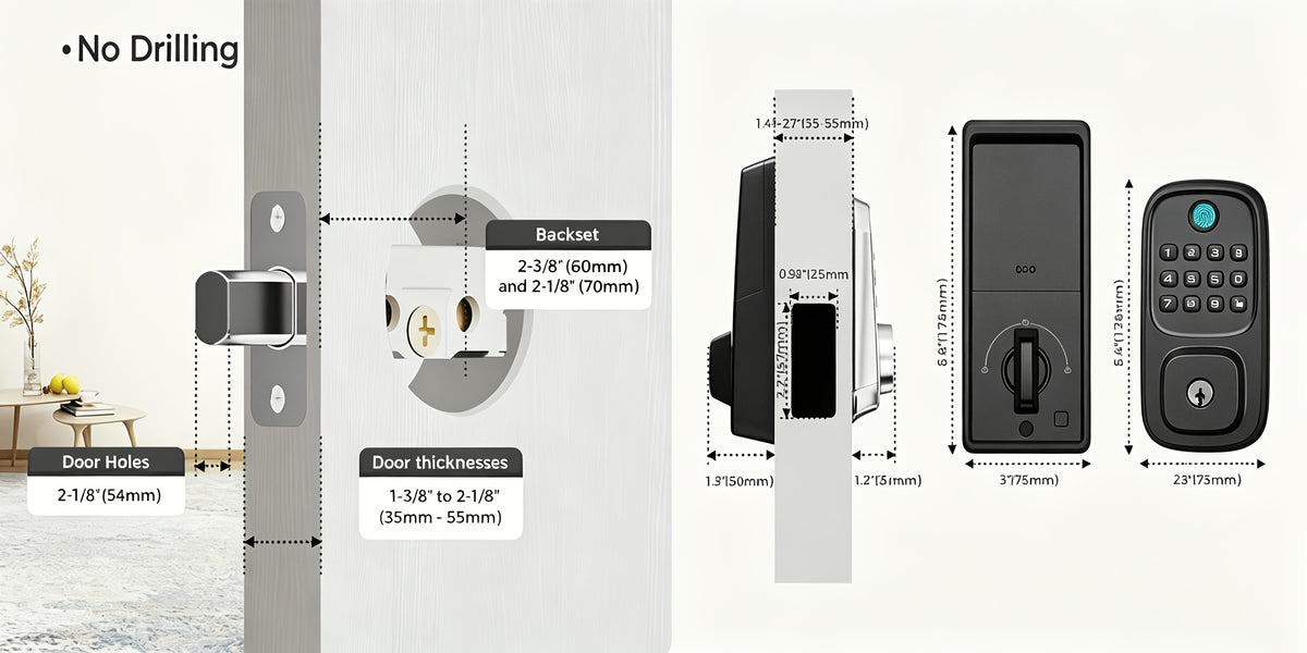 Fingerprint Keyless Entry Door Lock, Zinc Alloy Keypad Deadbolt with Listed 100 Codes, App Control and Two Keys, WiFi or Silver Handle Package Options