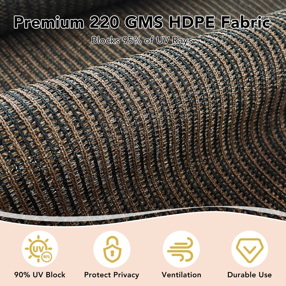 Outdoor Roller Shade in Gray or Mocha, Cordless Roll Up Patio Blind with 220GSM HDPE Fabric, One-Piece Panel and Seven Sizes for Porch, Deck and Balcony
