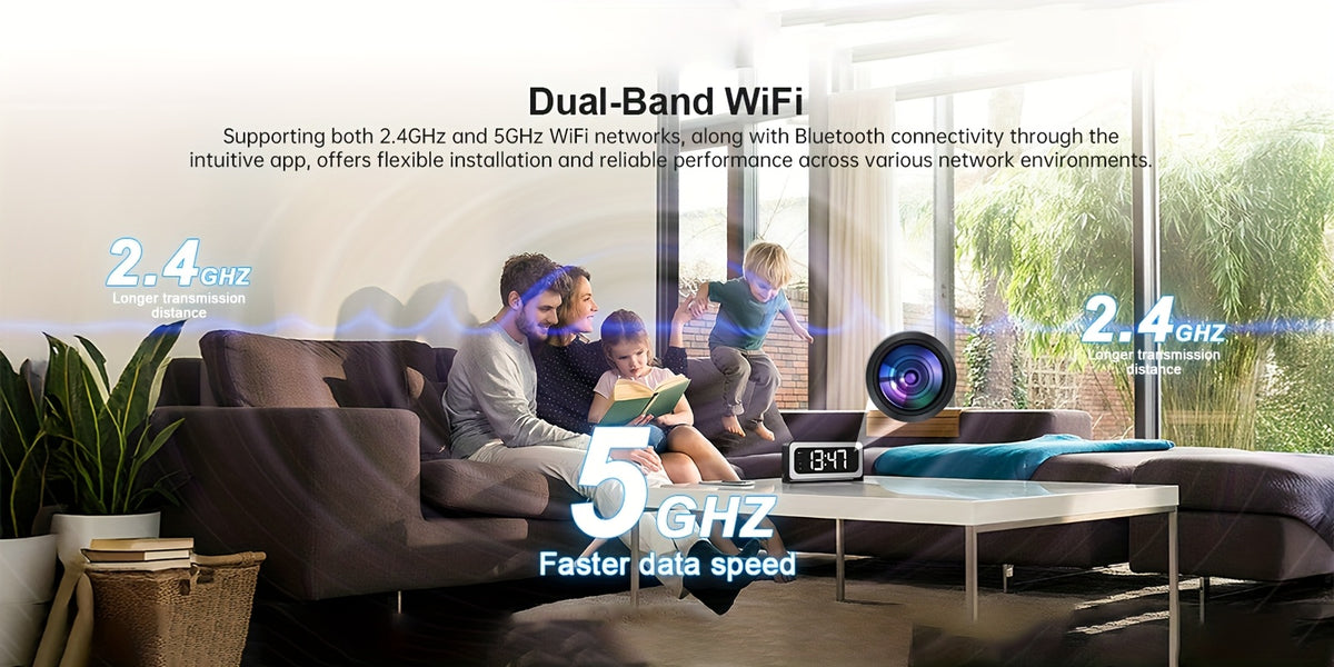 WiFi Clock Camera with 2K Video, Indoor Home Monitoring Camera with Motion Detection, Full Color Night Vision and Two-Way Talk in Ivory White