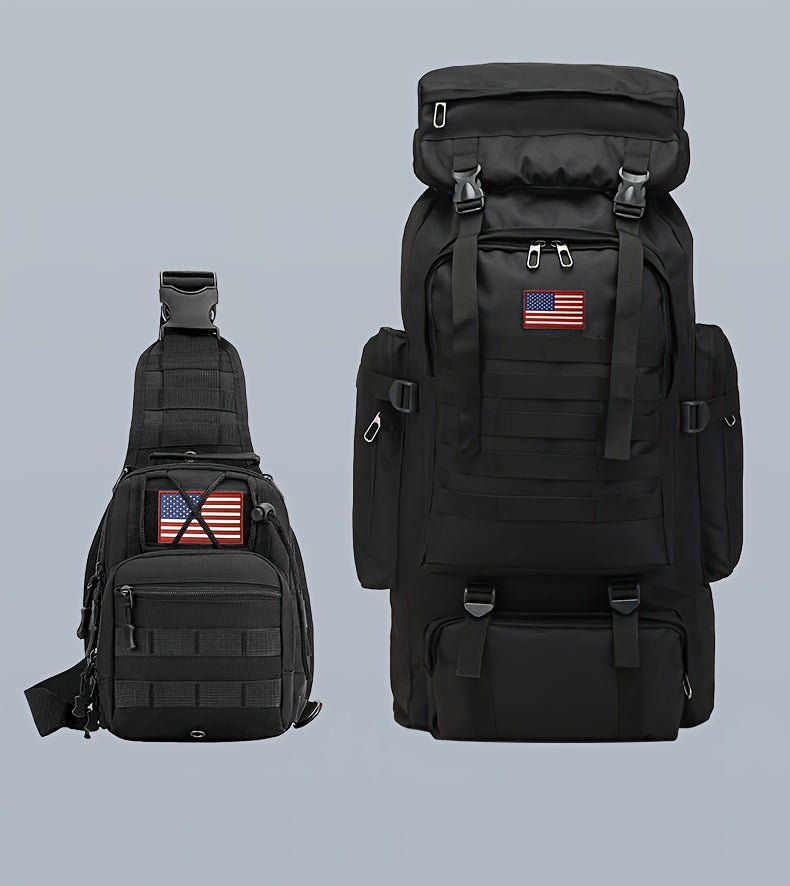 MOLLE Tactical Hiking Backpack with Multiple Compartments, Listed Two-Piece Set for Outdoor Gear Organization, Camping, Trekking and Adventure Travel
