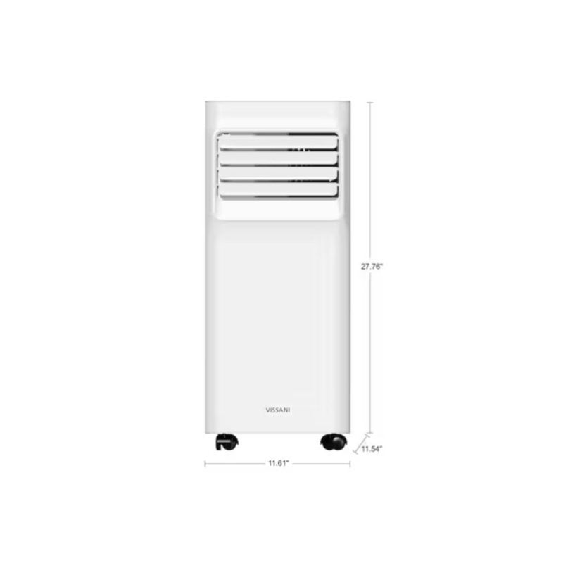 Vissani Portable Air Conditioner in White, 115V 3-in-1 Unit with Remote, 24-Hour Timer, Washable Filter and Casters, 5000 or 6000 BTU-Labeled Options
