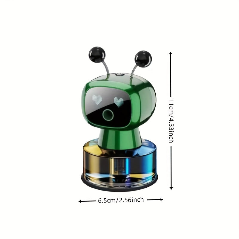 Robot Car Air Freshener with Dynamic Expressions, Automatic Start Stop Spray and Four Adjustable Fragrance Levels, Five Color and Scent Options