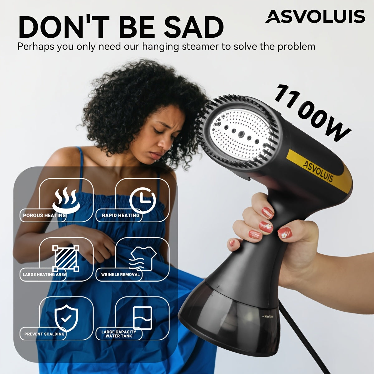 ASVOLUIS Handheld Garment Steamer for Clothing Care, Portable Steam Appliance in Seven Style Options with Select Brush and Gift Box Packages