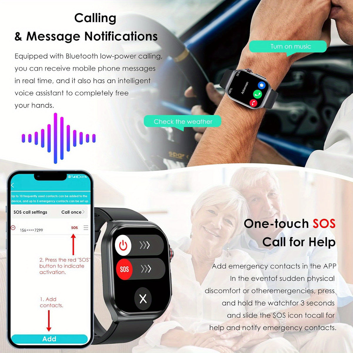 AMOLED Calling Smartwatch for Men and Women, 2.04-Inch Display, 530mAh Battery, NFC and Multi-Sport Modes with Magnetic Charging for iOS Android