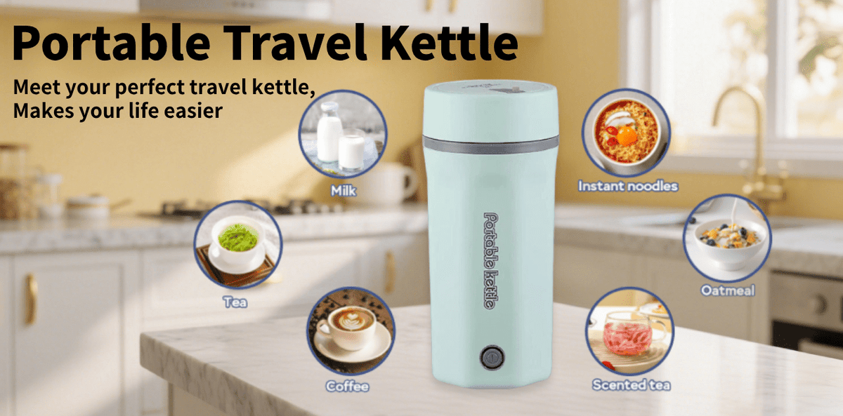 500ml Portable Electric Kettle with 304 Stainless Steel Interior, One-Touch Operation, Listed Auto Shut-Off and Boil-Dry Protection in Six Colors for Small-Batch Hot Water