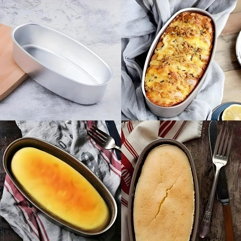 Oval Cheesecake Pan Set with Two Non-Stick Aluminum Molds for Light Cheesecake, Bread and Cake Baking, Versatile Bakeware for Home Kitchens