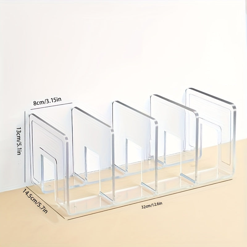 Acrylic Handbag Organizer with Four Listed Sections, Clear Desktop Purse Storage Rack for Compatible Bags, Books and Small Accessories with 4pcs Option